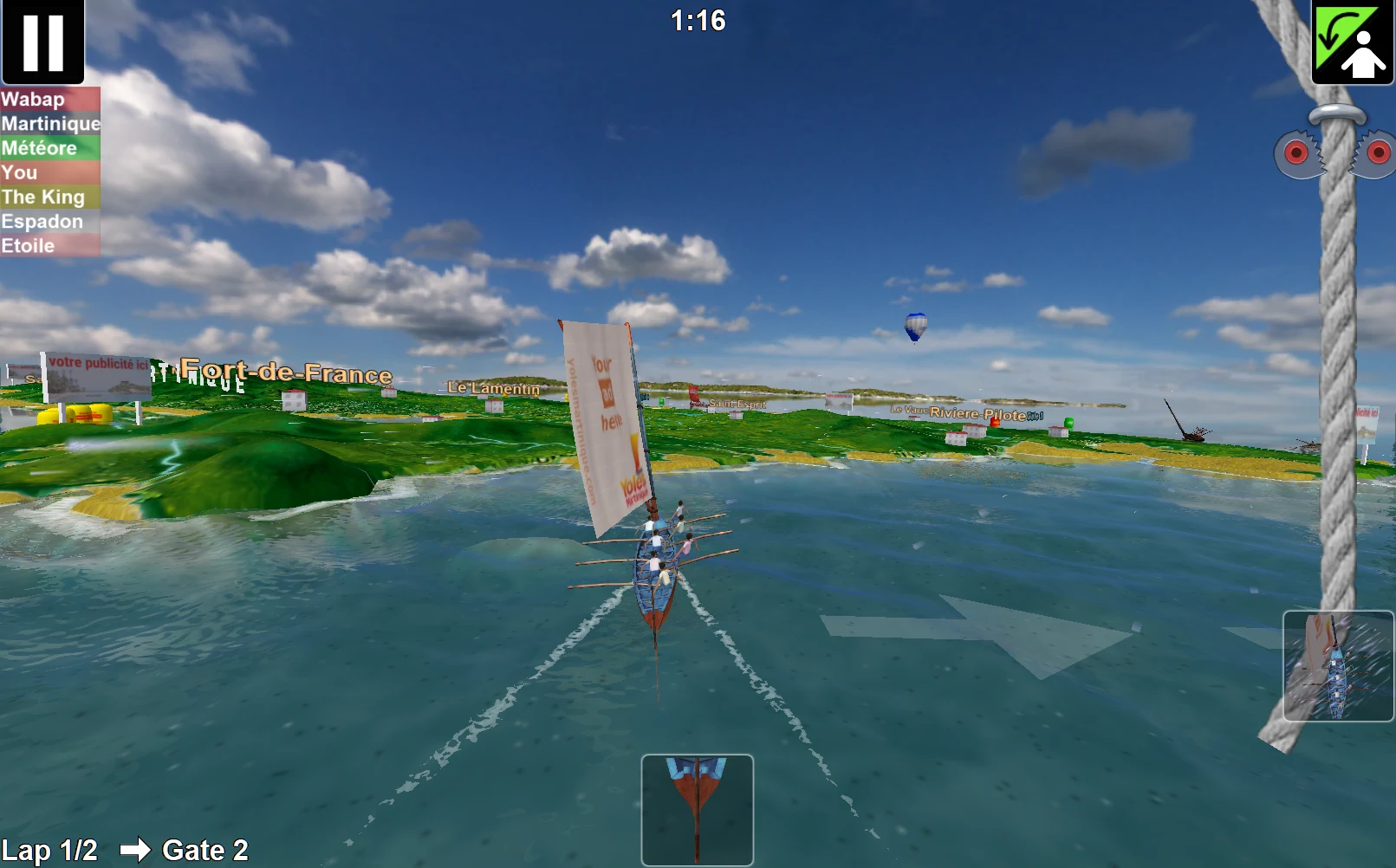 Yoles Martinique sailing screenshot